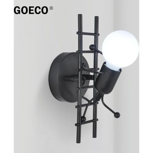 220V Metal Cartoon Robot Wall Lamp, Creative Stairs Wall Sconce, Home Decor Lighting for Luminaire Bedroom Hotel Bed Light
