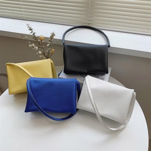 Fashion Womens Bag Multi Layer Soft PU Leather Solid Color Shoulder Underarm Bags for Women Casual Ladies Small Tote Handbags