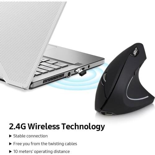 YWYT 2.4G Wireless Rechargeable Vertical Mouse Ergonomic Upright Mouse Optical Mouse 3 Adjustable DPI Levels/ Plug&Play Mice
