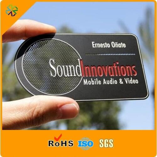 Holes cutting out color printing shaped Electroplating black metal business cards printing