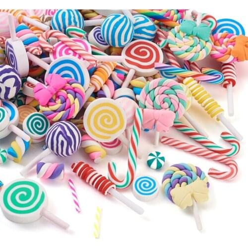 Pandahall 140pcs/set Polymer Clay Cabochons Candy Mixed Shapes for Jewelry Making DIY Handmade Party Phone Decoration