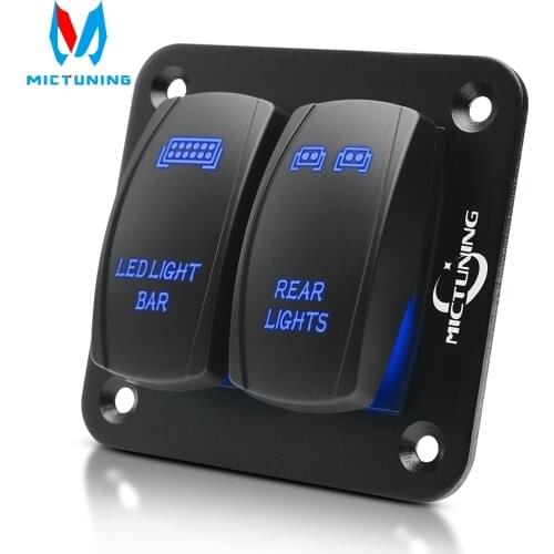 MICTUNING 2 Gang Rocker Switch Panel 5 Pin ON/Off Toggle Switch Control Panel with LED Light 12/24V for Boat Car Marine ATV UTV