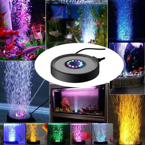 Led Aquarium Air Bubble Light,multi-colored Fish Tank Air Stone Disk Lamp Underwater Led Light for Fish Tanks and Fish Ponds