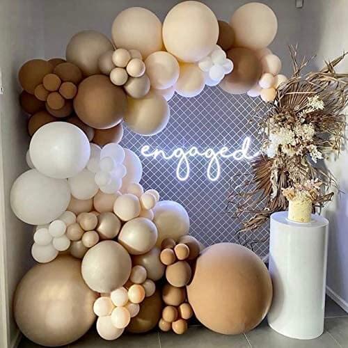 124Pcs Caramel Coffee Blush Balloons Garland Kit Baby Shower Balloon Arch Coffee Brown Skin Color Latex Globos for Party Decor