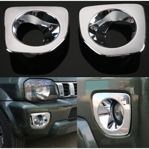 YAQUICKA 2pcs/set Chrome ABS Car Front Fog Light Lamp Cover Trim Frame Car-styling Sequins For Suzuki Jimny 2012-2015 Car-covers