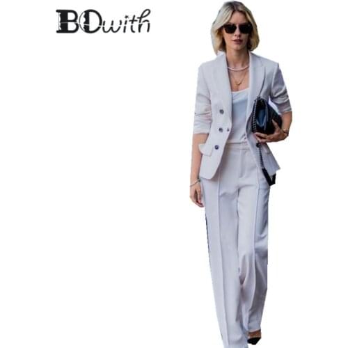 2019 NewestCustom Made 2 Piece Set (Jacket+Vest) White Women Elegant Pants Suits Ladies Business Pant Suits Formal Office Suits