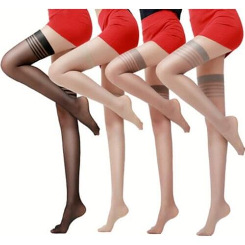 Women Rib Top high knee socks Cuff Sexy Stockings Transparent Silk Stocking Ladies Thigh High black White Stockings Medias