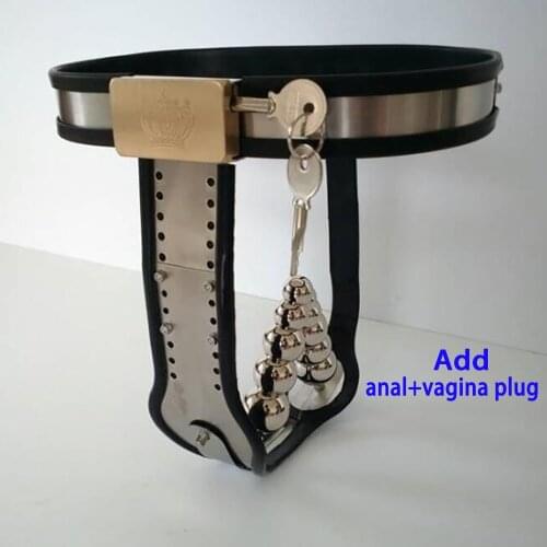 Stainless steel female chastity belt with anal vagina plug BDSM bondage masturbator sex toys for woman metal chastity device