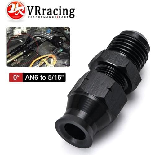 1 Piece Straight 6AN Male Flare to 5/16" (OD 8mm) Tube Hose Fitting Adapter Fuel Hard Line Pipe Aluminum Black Anodized