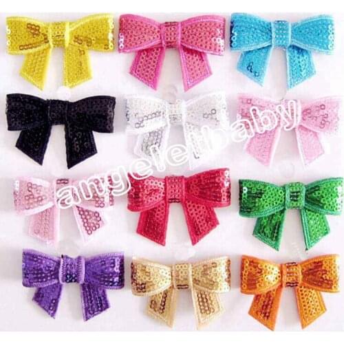 100pcs Mini Sequin Bow hair CLIP Embroideried Sequin Hairbow Girls Hair Accessories Alligator clips Hairpin HD3401