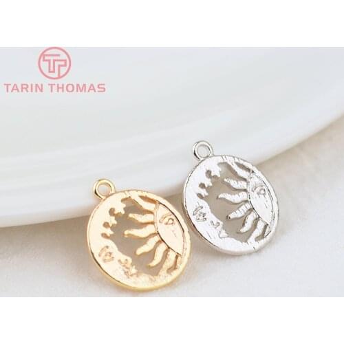 10PCS 14.5*12.5MM 24K Gold Color Plated Brass Star Sun Moon Charms Pendants High Quality Diy Jewelry Findings Accessories