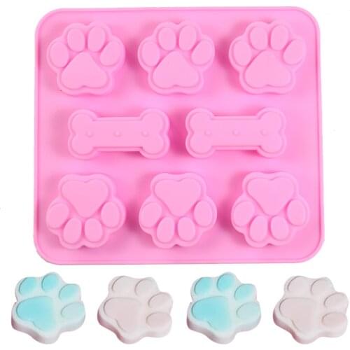 2-in-1 Silicone Baking Mold DIY Dog Bone Dog Footprint Cake Mold Food Grade Silicone Material Mould Baking Tool Fondant Molds