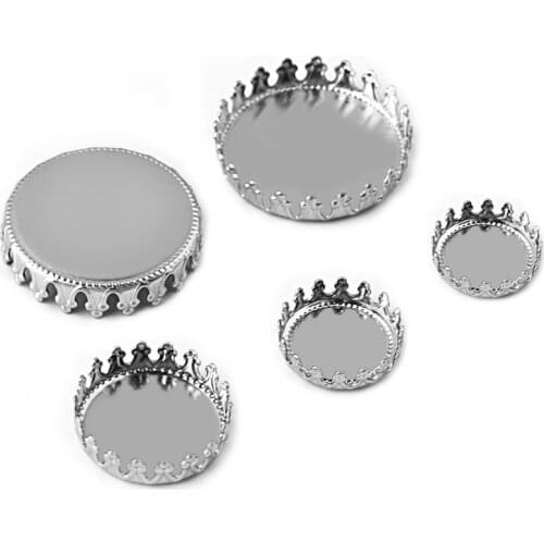 30pcs 12mm 15mm 20mm Inner Size Stainless Steel Material Simple Style Cabochon Base Cameo Setting Charms Tray