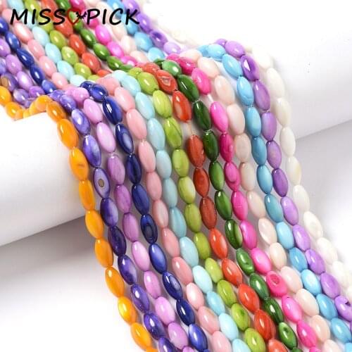 40pcs/strip 9*5mm Oval Shape Solid Color Natural Mother of Pearl Shell Beads Water Drop Snail Bead for Jewelry Making DIY Craft