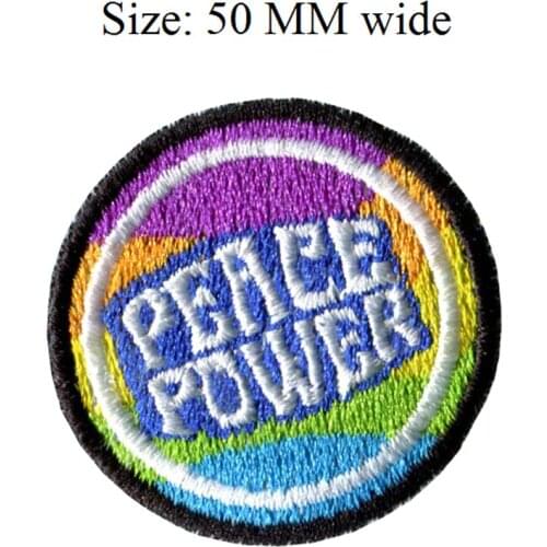 50MM wide PEACE POWER patch /satin ribbons/cheap embroidered patches/sports patches