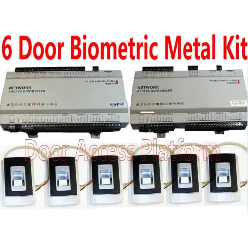6 Door Controller IP Panel,Web Interface Remote control Access controller with 6 pcs Metal Case Biometric Fingerprint reader kit