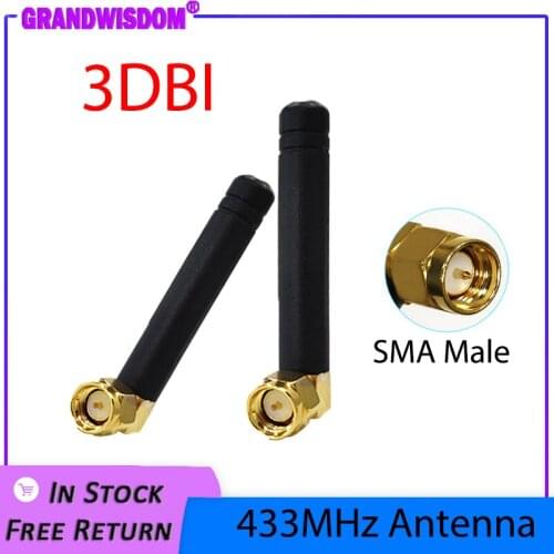 433MHz Antenna 2.5dbi SMA Male Connector 433 MHz antena Small size elbow rubber antenne Wireless Receiver waterproof for Lorawan