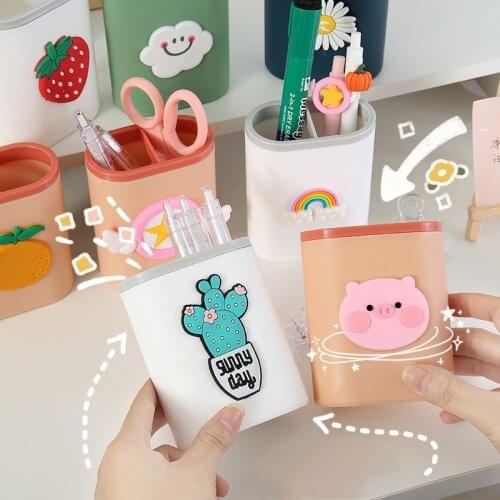 Avocado Dinosaur Cartoon Pen Holder Pencil Case Desktop Organizing Storage Tube Student Stationery Creative Storage Box