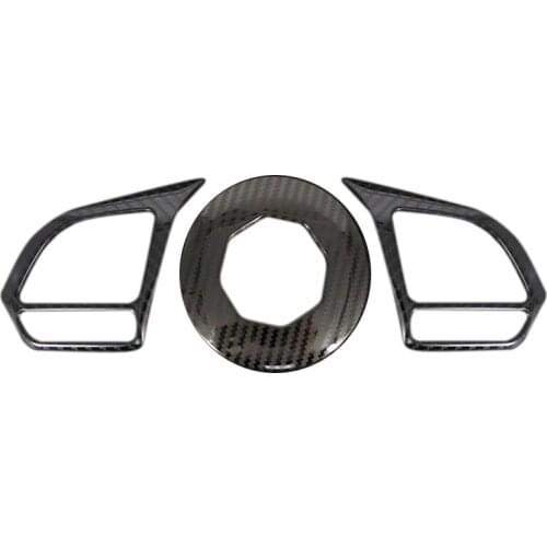 Car Metal Carbon Fiber Steering Wheel Cover Trim Decoration Frame for MG ZS EV HS MG6 MG5 EZS 2018-2021 Accessories
