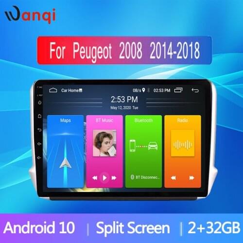 2.5D 10.1 inch Android10 Car video Multimedia player For Peugeot 2008 208 series 2014-2018 car radio GPS Navigation no 2 din