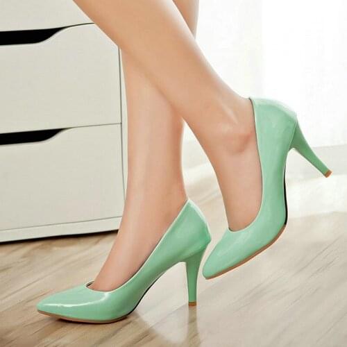 Spring and Autumn Women High Heels Sexy Bridal Party Mid-heel Shoes Pointed High Heels Ladies Single Shoes Large Size 34-43