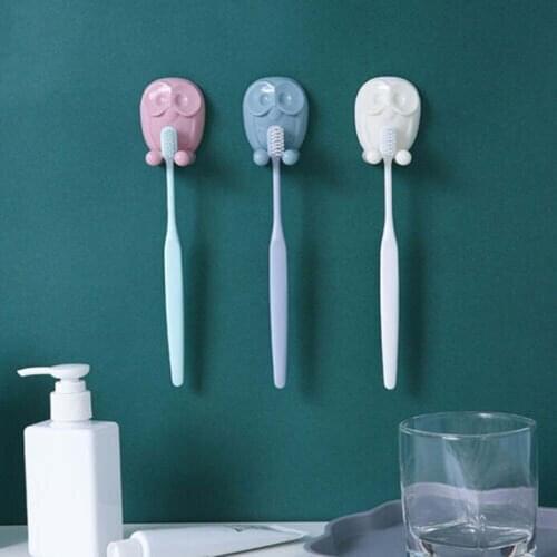 Bathroom Owl Toothbrush Holder Socket Plug Hooks Cartoon Toothbrush Rack Kitchen Hook Bathroom Accessories