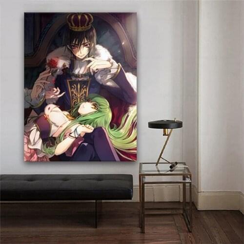 Code geass CC Lelouch anime Wooden Frame Canvas poster Framed Painting wall Art decor Living room Study Home Decoration Prints