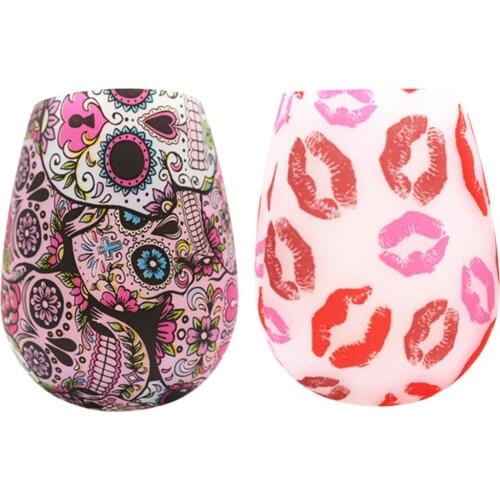 Creative Silicone Stemless Water Cup Abstract Style Round Wine Glass Non-toxic Camouflage Whiskey Vodka Bar Folding Beer Mug