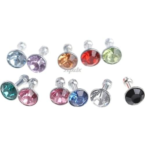 1Pc Round 3.5mm Rhinestone Anti Dust Plug Earphone Stopper For Phone