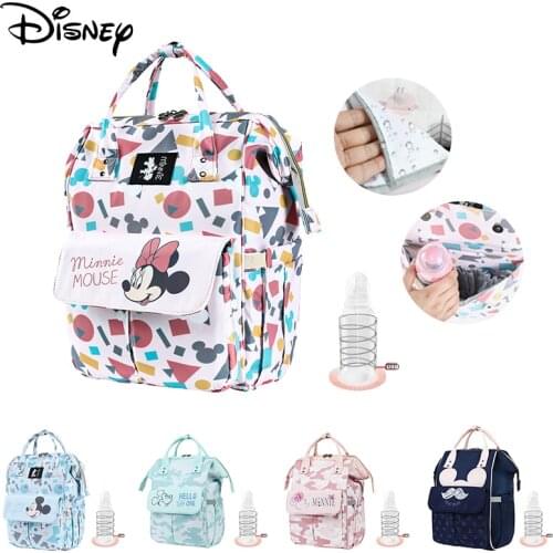 Fashion Disney Diaper Bag Baby Backpack Multifunctional Large Capacity Waterproof Baby Travel Storage Bag Free USB + Hook