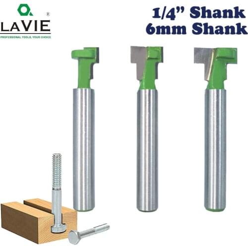 1pc 1/4" or 6mm Shank T-Slot Cutter Router Bit Set Hex Bolt Key Hole Bits T Slotting Milling Cutter for Wood Woodworking