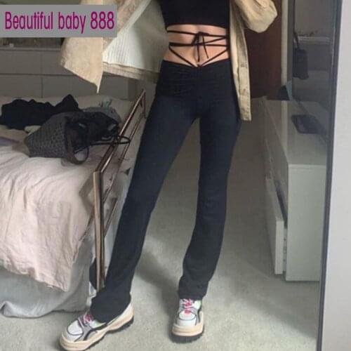 Meqeiss 2021new high waist hin thin Bandage Straight pants female high quality activity trousers kpop street leisure party pants