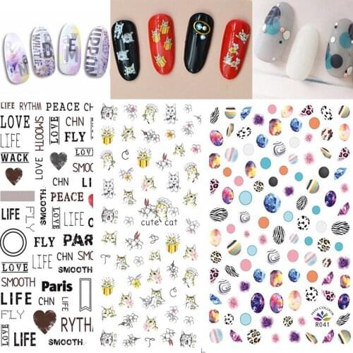 New 3D Nail Stickers Children Cats Cartoon Love Heart Design Stickers For Nails Manicure Beer Lady Foil Nail Art Decoration