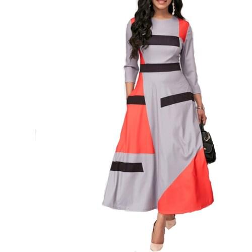 Sexy Patchwork Striped Ball Gown Maxi Dresses Women 2020 Summer Autumn Casual Plus Size Elegant Slim Long Party Dress Vestidos
