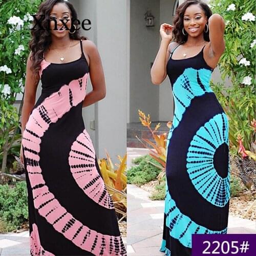 Sexy Women Printed Sleeveless Long Dresses Ladies Spaghetti Strap Beach Boho Sundress Sling Backless Bodycon Party Maxi Dresses