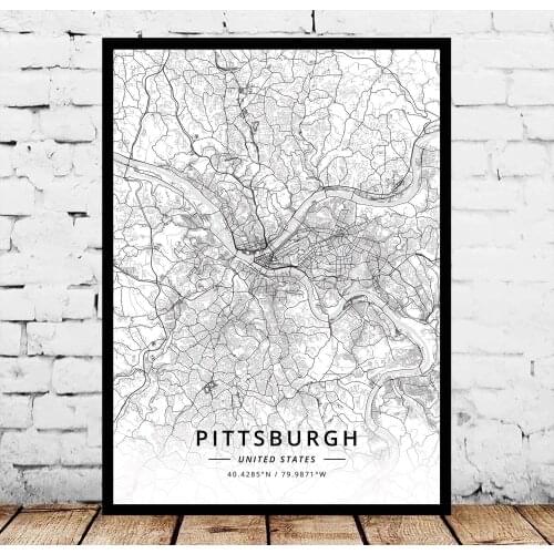 Pittsburgh PA Pennsylvania USA United States of America Map Poster