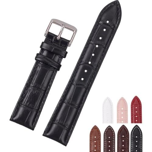 EACHE Genuine Leather Alligator Pattern Watch Band For Mand&Woman 8 Colors 12mm-26mm With 304 Stainless Steel Buckle