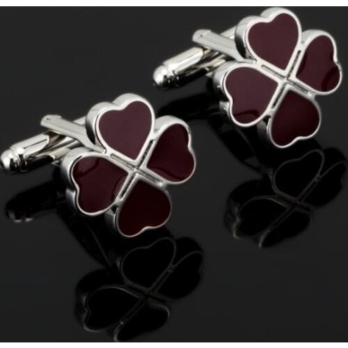 Luxury Men Red clove pattern Cufflinks High Quality Lawyer Groom Wedding Cufflinks For Mens Shirt Cuff Links Para Camisas