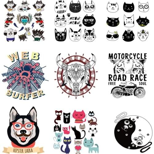 Iron-on Transfers for Clothing Patches for Clothes Stickers Diy Small Animal Patch Flex Fusible Transfer Vinyl Adhesive Stripe I
