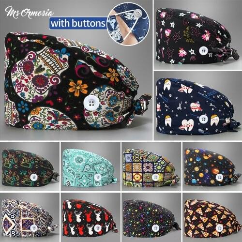 Unisex Pet Clinic Nurse Hats Surgical Hats Pharmacist Veterinary Caps Women Surgical Caps Doctor Surgery Beautician Scrubs Caps