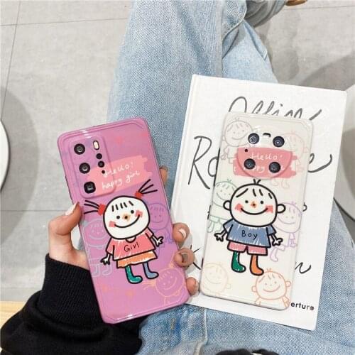 Funny Couple Mobile Case for Huawei Mate 30 40 Pro 5G Cases Fun Cute P30 40 Silicone Nova7 Graffiti TPU Etui Funda Case 5G