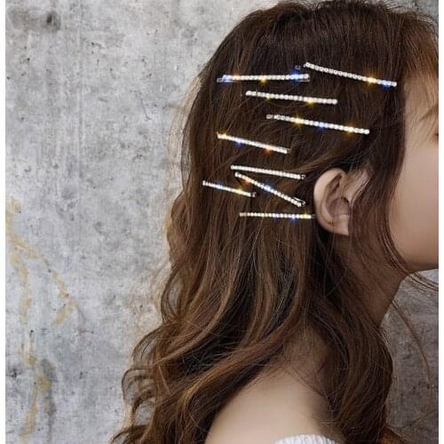 Kpop Hairpin Jennie the Same Paragraph Rhinestone Headgear Clip Simple Fashion Generous Popular Decorative Jewelry Accessories