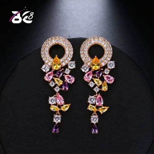 Be 8 2018 New Fashion Party Dresses Bohemia Style Round Shaped Long Dangle Earrings for Women Gorgeous Jewelry E472