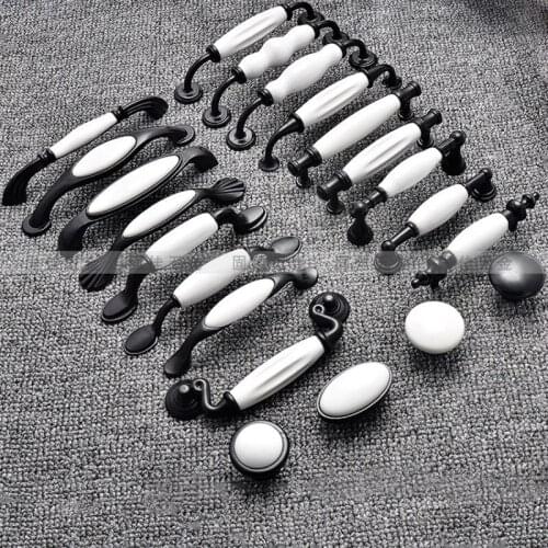 1pcs Door Knobs Drawer Cabinet Cupboard Wardrobe Pull Door Handle and Knobs Furniture Hardware Pull Dumb Black and White