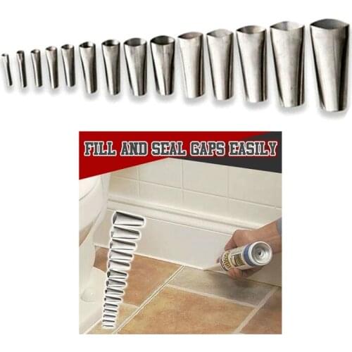 14Pcs Stainless Steel Glue Nozzle Caulking Finisher Caulk Nozzle Scraper Caulking Grouting Sealant Finishing Clean Remover Tool