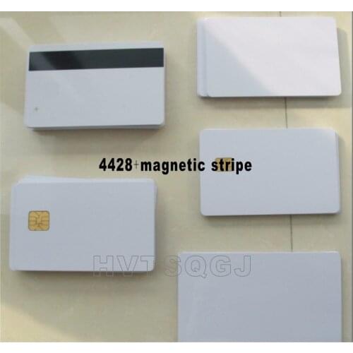 200pcs/lot Contact SLE 4428 + Hico Magnetic Stripe Smart Card