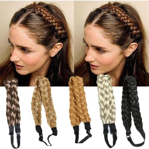 3.5cm Wide Synthetic Wig Twist Elastic Hair Bands Braids Bohemian Plait Headbands For Women Girls Hair Accessories
