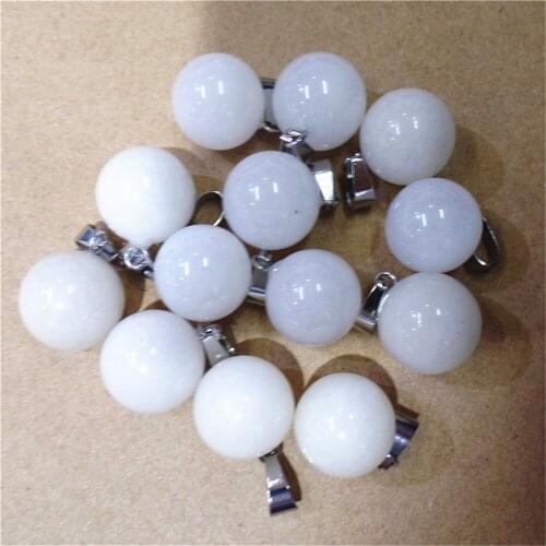 50Pcs 14mm Wholesale White Aventurine Ball Pendant Bead DIY Earrings Handmade Jewelry Accessories S724