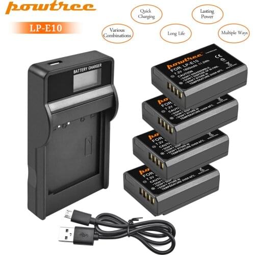 Powtree 1600mAh LP-E10 LP E10 LPE10 Camera battery for Canon EOS 1100D 1200D 1300D 2000D 4000D Rebel T3 T5 T6 KISS X50 X70