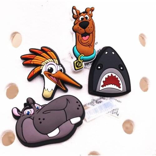 Cartoon Animals Shoe Accessories Charms Shark Hippo Hound Ostrich Shoe Buckle Decoration for croc jibz Kids X-mas Party Gifts